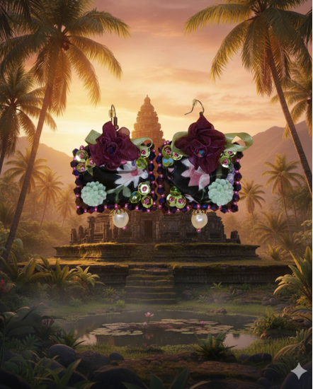 Šité dizajnové náušnice "Sen Sri Lanky"